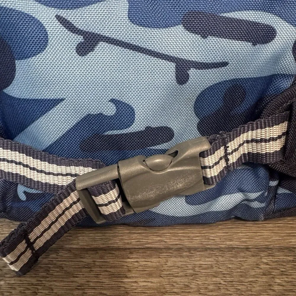 Pottery Barn Kids Mackenzie Navy Blue Skateboard Camo Backpack Small Embroidered